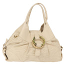 BVLGARI Chandra Hand Bag Leather Canvas Beige Brown Auth bs31410-1