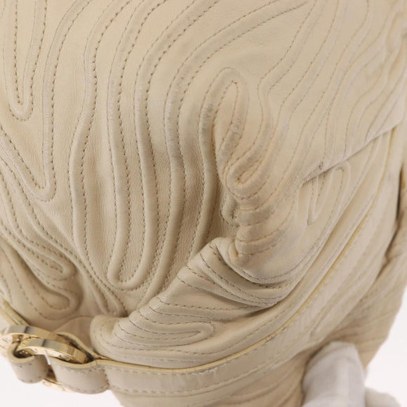 BVLGARI Chandra Hand Bag Leather Canvas Beige Brown Auth bs31410