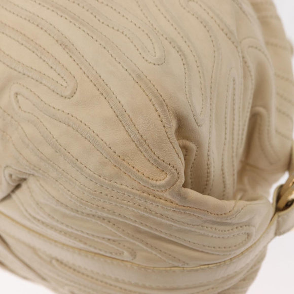 BVLGARI Chandra Hand Bag Leather Canvas Beige Brown Auth bs31410