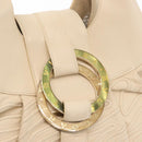 BVLGARI Chandra Hand Bag Leather Canvas Beige Brown Auth bs31410-15