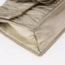 Miu Miu Matelasse Chain Shoulder Bag Leather Champagne Gold Silver Auth bs31411-9