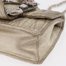 Miu Miu Matelasse Chain Shoulder Bag Leather Champagne Gold Silver Auth bs31411-14