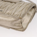 Miu Miu Matelasse Chain Shoulder Bag Leather Champagne Gold Silver Auth bs31411-16