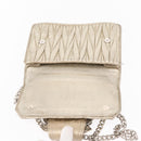 Miu Miu Matelasse Chain Shoulder Bag Leather Champagne Gold Silver Auth bs31411-18