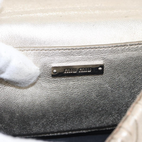Miu Miu Matelasse Chain Shoulder Bag Leather Champagne Gold Silver Auth bs31411