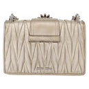 Miu Miu Matelasse Chain Shoulder Bag Leather Champagne Gold Silver Auth bs31411-2