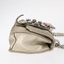 Miu Miu Matelasse Chain Shoulder Bag Leather Champagne Gold Silver Auth bs31411-3