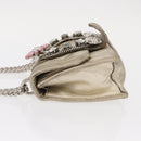 Miu Miu Matelasse Chain Shoulder Bag Leather Champagne Gold Silver Auth bs31411-4