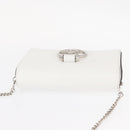 Christian Louboutin Chain Shoulder Bag Leather White Silver Auth bs31412V-6