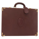 CARTIER Must Line Attache Case Leather Bordeaux Gold Auth bs31413-1