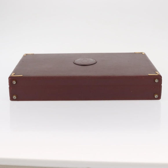 CARTIER Must Line Attache Case Leather Bordeaux Gold Auth bs31413