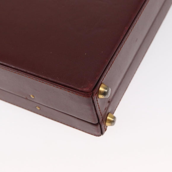 CARTIER Must Line Attache Case Leather Bordeaux Gold Auth bs31413