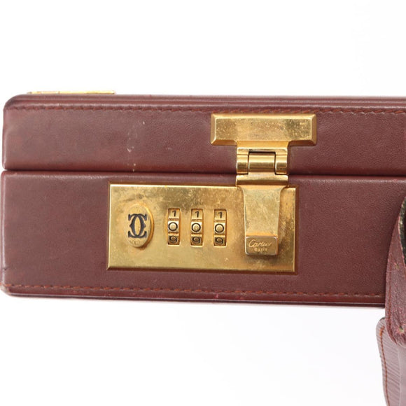 CARTIER Must Line Attache Case Leather Bordeaux Gold Auth bs31413