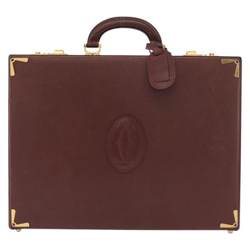 CARTIER Must Line Attache Case Leather Bordeaux Gold Auth bs31413 - 0