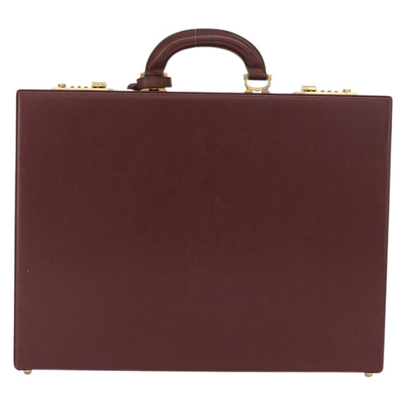 CARTIER Must Line Attache Case Leather Bordeaux Gold Auth bs31413