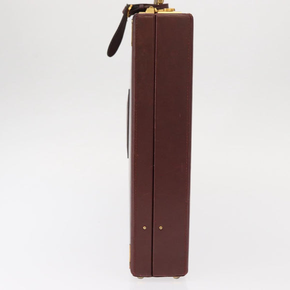 CARTIER Must Line Attache Case Leather Bordeaux Gold Auth bs31413