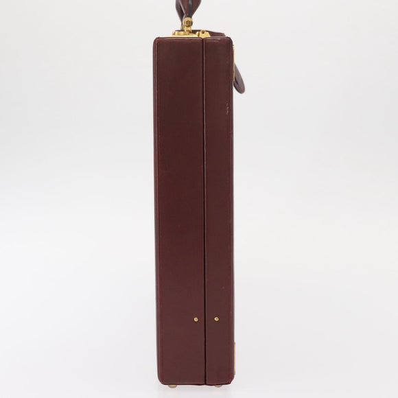 CARTIER Must Line Attache Case Leather Bordeaux Gold Auth bs31413