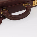 CARTIER Must Line Attache Case Leather Bordeaux Gold Auth bs31413-7