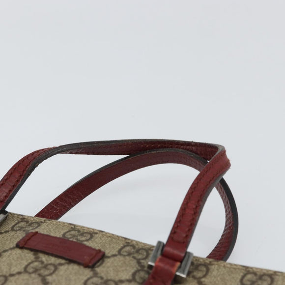 GUCCI GG Supreme Hand Bag PVC Beige Silver 117551 Auth bs31414