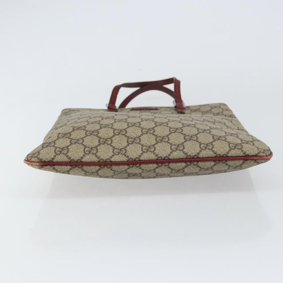 GUCCI GG Supreme Hand Bag PVC Beige Silver 117551 Auth bs31414