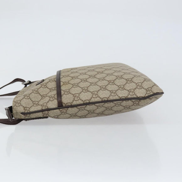 GUCCI GG Supreme Shoulder Bag PVC Beige Silver 141626 Auth bs31415