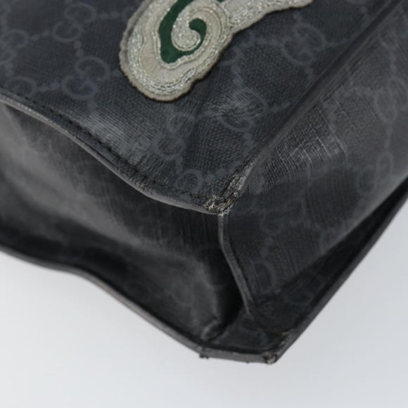 GUCCI GG Supreme Courier Tote Bag PVC Black Silver 495559 Auth bs31418