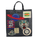 GUCCI GG Supreme Courier Tote Bag PVC Black Silver 495559 Auth bs31418-2