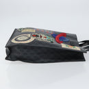 GUCCI GG Supreme Courier Tote Bag PVC Black Silver 495559 Auth bs31418-4