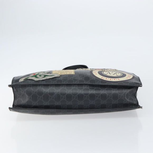 GUCCI GG Supreme Courier Tote Bag PVC Black Silver 495559 Auth bs31418
