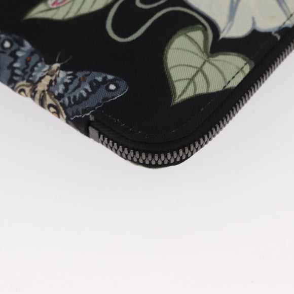 GUCCI Clutch Bag Canvas Black Silver 353480 Auth bs31421