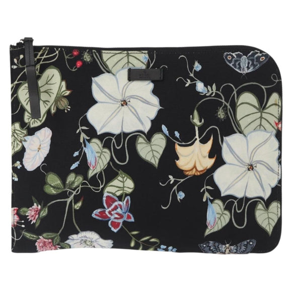 GUCCI Clutch Bag Canvas Black Silver 353480 Auth bs31421