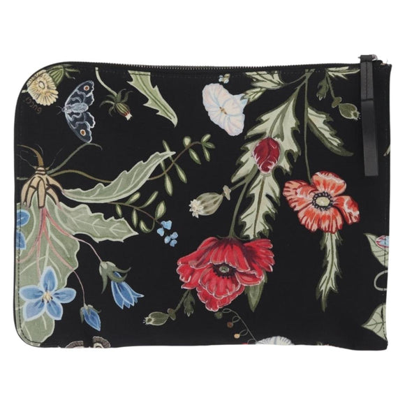 GUCCI Clutch Bag Canvas Black Silver 353480 Auth bs31421