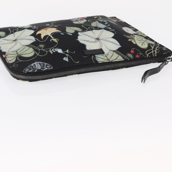 GUCCI Clutch Bag Canvas Black Silver 353480 Auth bs31421