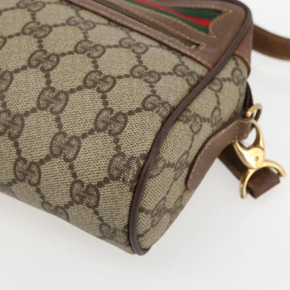 GUCCI GG Supreme Web Sherry Line Bag PVC Beige Gold 001 115 6655 Auth bs31424