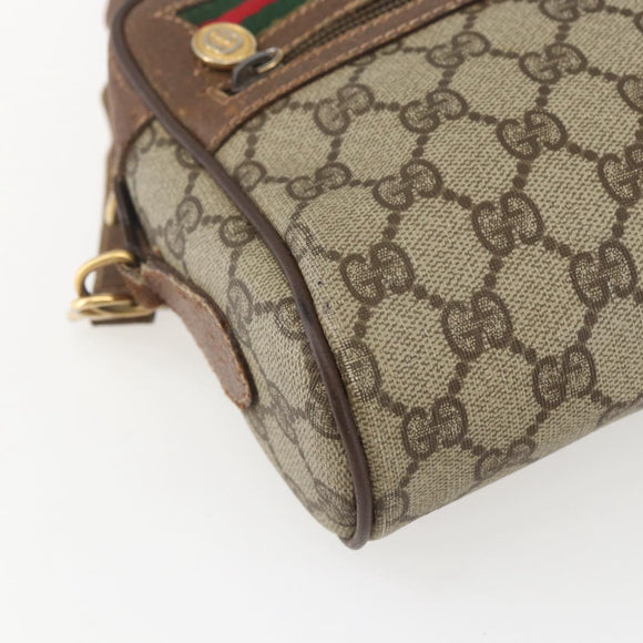 GUCCI GG Supreme Web Sherry Line Bag PVC Beige Gold 001 115 6655 Auth bs31424