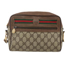 GUCCI GG Supreme Web Sherry Line Bag PVC Beige Gold 001 115 6655 Auth bs31424-2