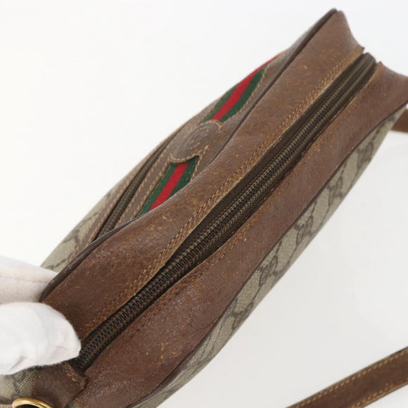 GUCCI GG Supreme Web Sherry Line Bag PVC Beige Gold 001 115 6655 Auth bs31424