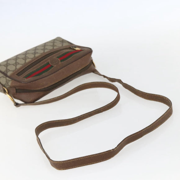 GUCCI GG Supreme Web Sherry Line Bag PVC Beige Gold 001 115 6655 Auth bs31424