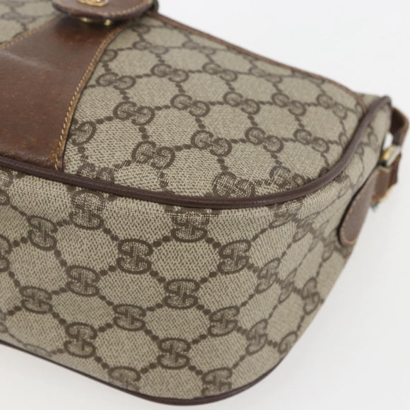 GUCCI GG Supreme Web Sherry Line Bag PVC Beige Gold 001 754 6177 Auth bs31425