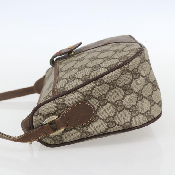 GUCCI GG Supreme Web Sherry Line Bag PVC Beige Gold 001 754 6177 Auth bs31425