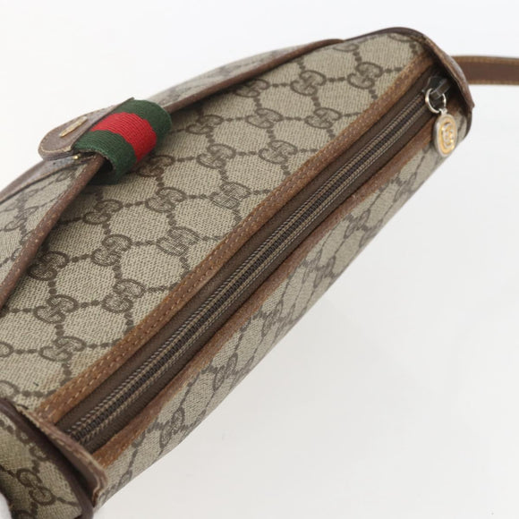 GUCCI GG Supreme Web Sherry Line Bag PVC Beige Gold 001 754 6177 Auth bs31425