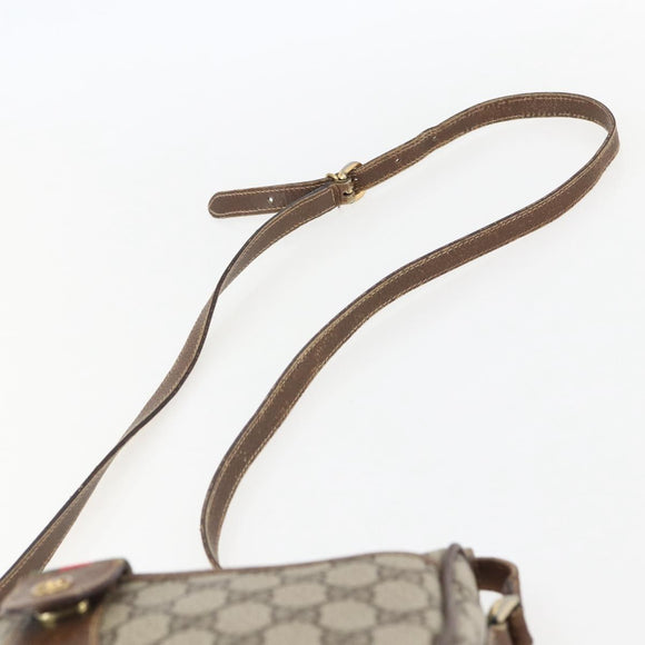 GUCCI GG Supreme Web Sherry Line Bag PVC Beige Gold 001 754 6177 Auth bs31425