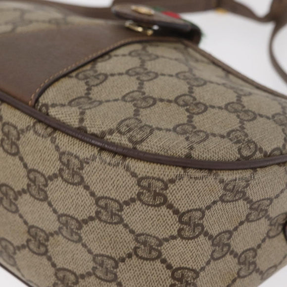 GUCCI GG Supreme Web Sherry Line Bag PVC Beige Gold 001 58 6177 Auth bs31426