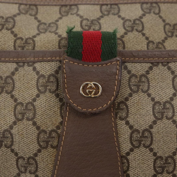 GUCCI GG Supreme Web Sherry Line Bag PVC Beige Gold 001 58 6177 Auth bs31426