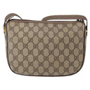 GUCCI GG Supreme Web Sherry Line Bag PVC Beige Gold 001 58 6177 Auth bs31426-3