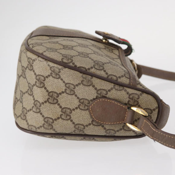 GUCCI GG Supreme Web Sherry Line Bag PVC Beige Gold 001 58 6177 Auth bs31426