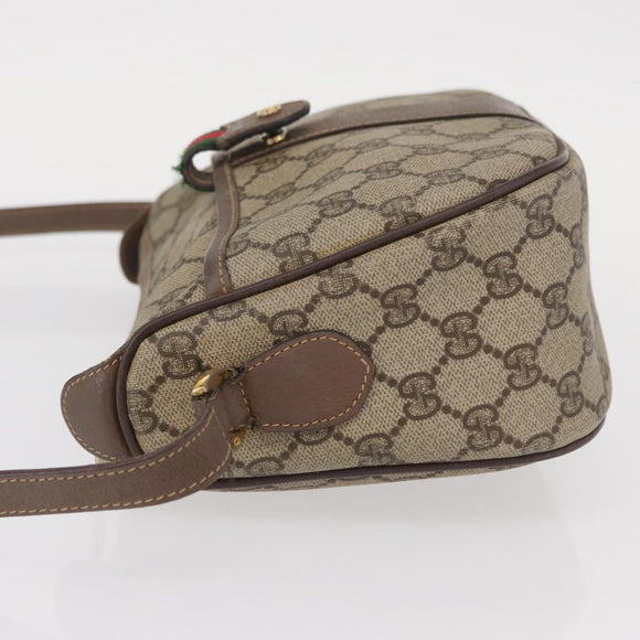 GUCCI GG Supreme Web Sherry Line Bag PVC Beige Gold 001 58 6177 Auth bs31426