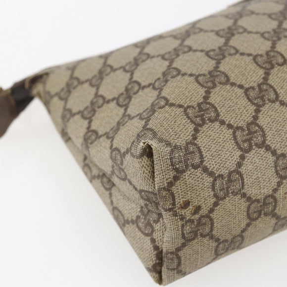 GUCCI GG Supreme Täschchen PVC Leder Beige Gold 014 115 6088 Auth bs31427