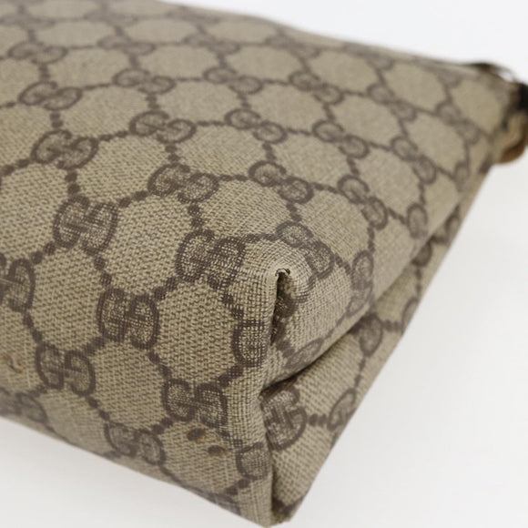 GUCCI GG Supreme Täschchen PVC Leder Beige Gold 014 115 6088 Auth bs31427