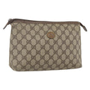 GUCCI GG Supreme Täschchen PVC Leder Beige Gold 014 115 6088 Auth bs31427-1